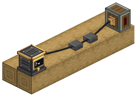 An Avionics Computer wired to a Terrain Scanner through two Wire Supports